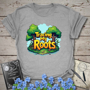 Tracing My Roots T-Shirt in Sport Grey by Genealogy Keepsakes