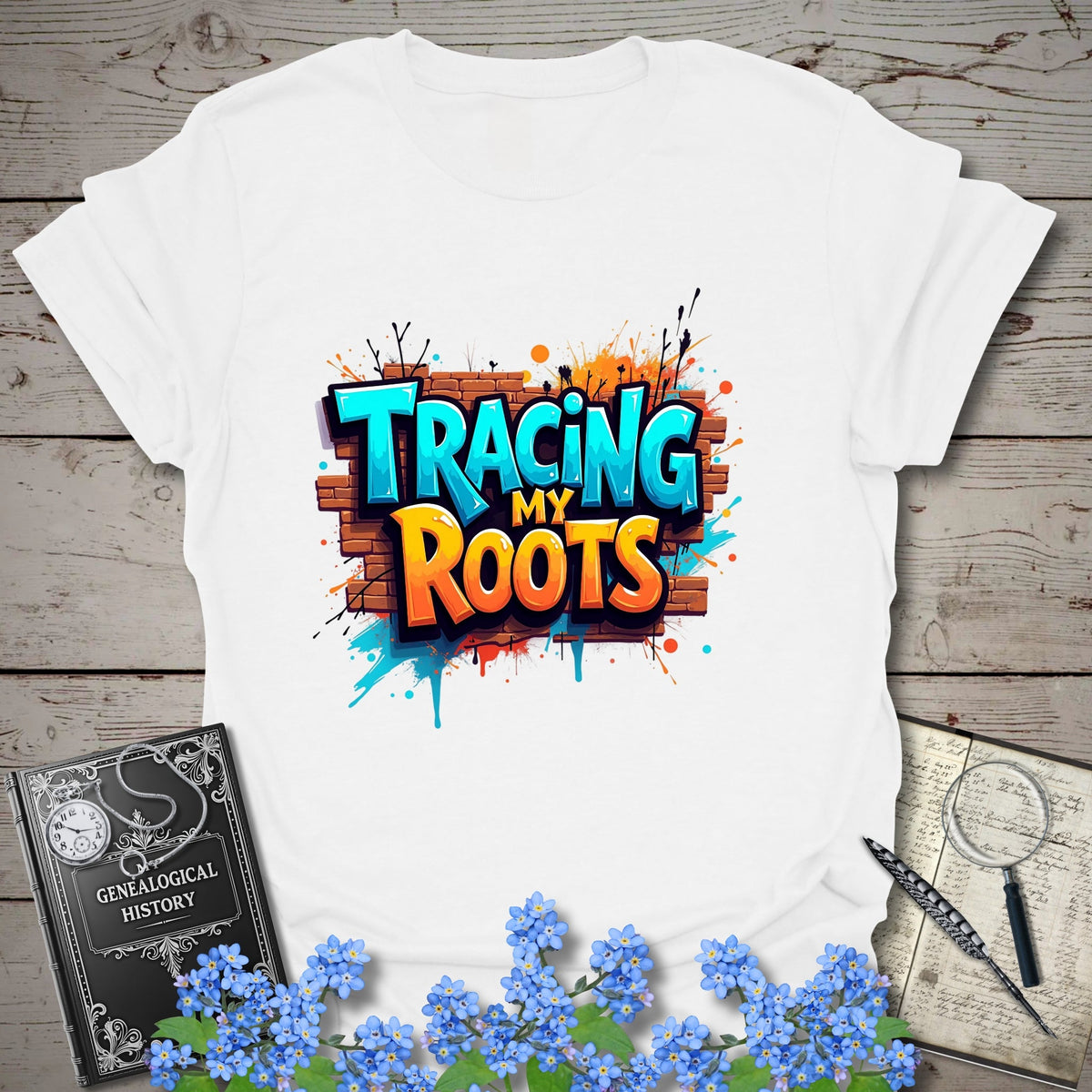 Tracing My Roots T-Shirt - Genealogy Keepsakes Custom Genealogy Gift - White S