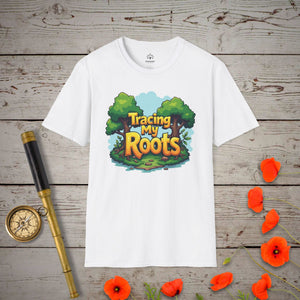 Tracing My Roots T-Shirt in White by Genealogy Keepsakes