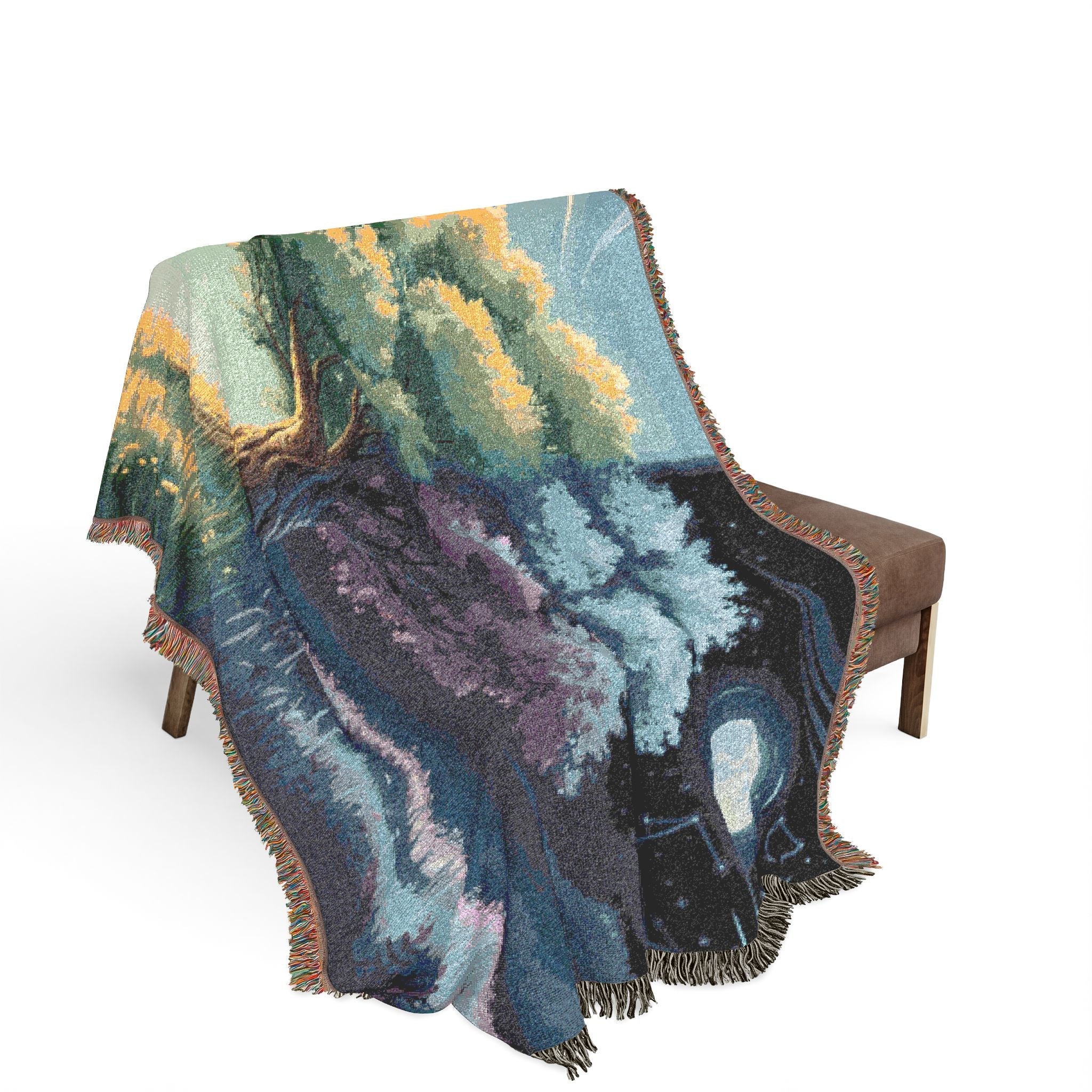 Tree of Day and Night Woven Blanket in Artwork by Genealogy Keepsakes