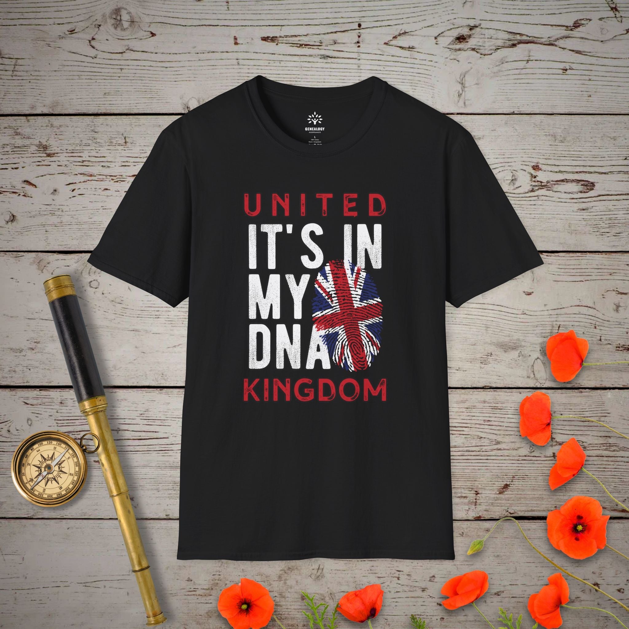 UK - It's In My DNA T-Shirt in Black by Genealogy Keepsakes