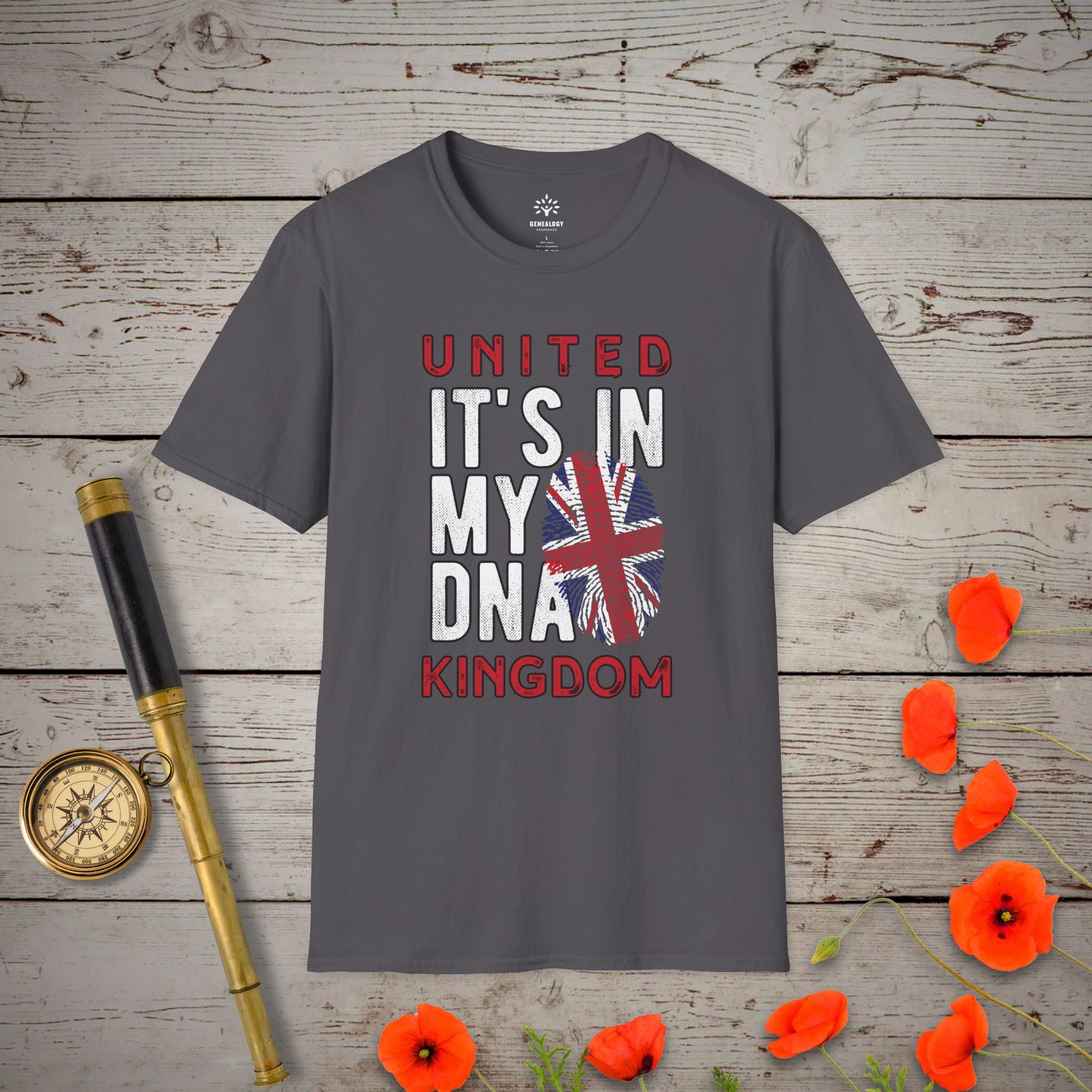 UK - It's In My DNA T-Shirt in Charcoal by Genealogy Keepsakes