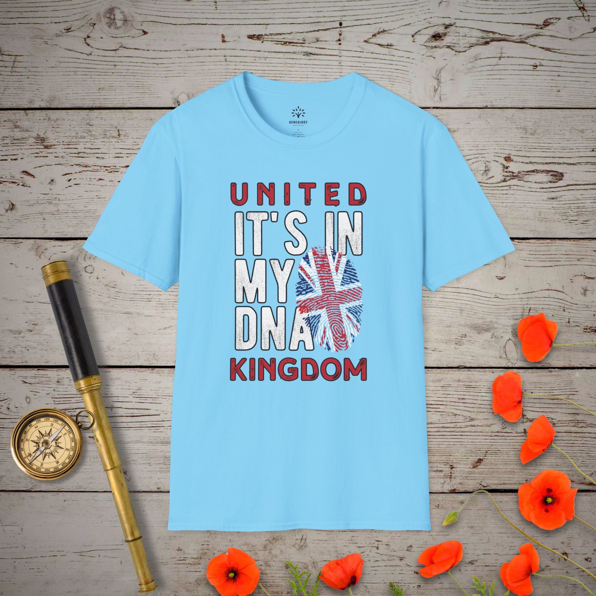 UK - It's In My DNA T-Shirt in Sky by Genealogy Keepsakes