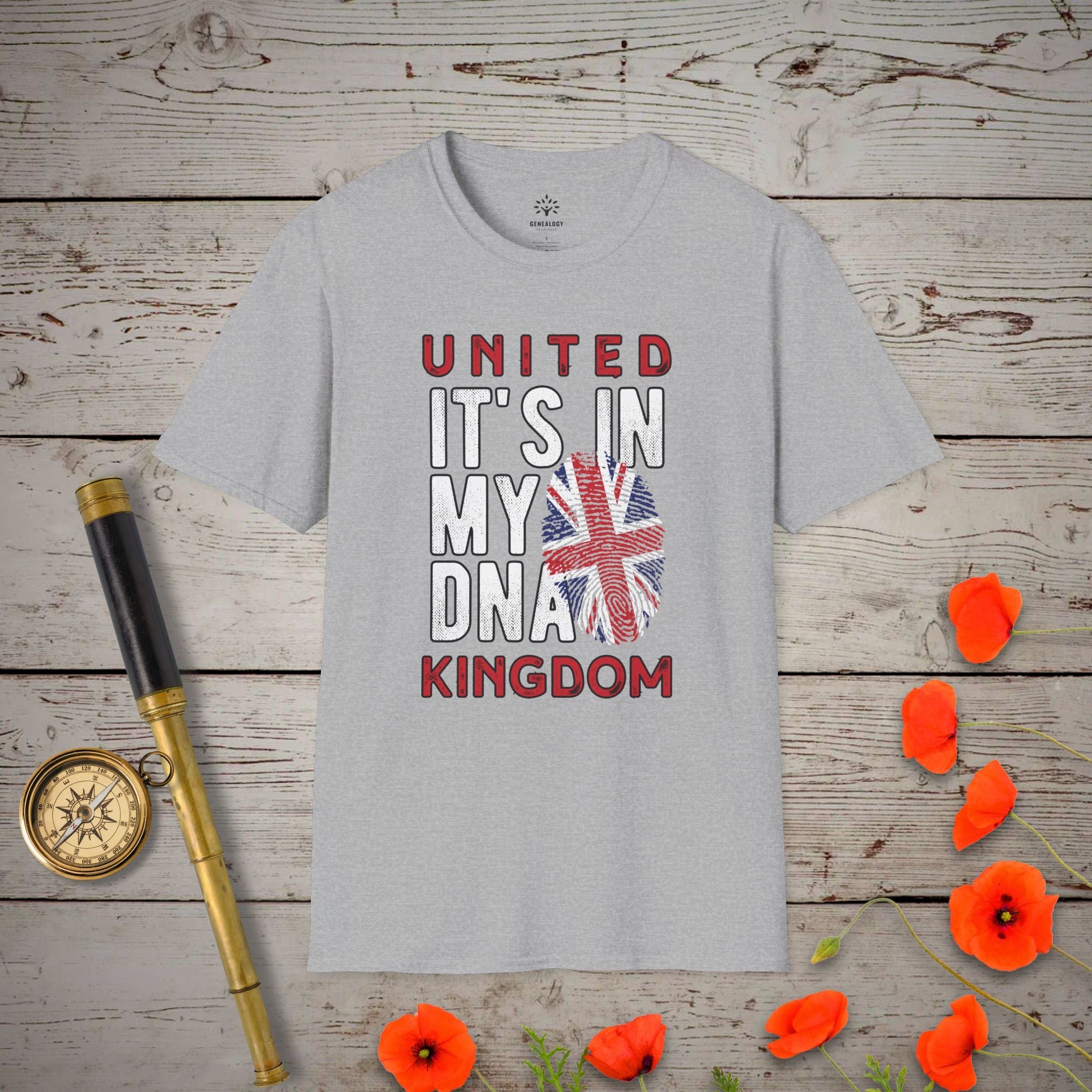 UK - It's In My DNA T-Shirt in Sport Grey by Genealogy Keepsakes