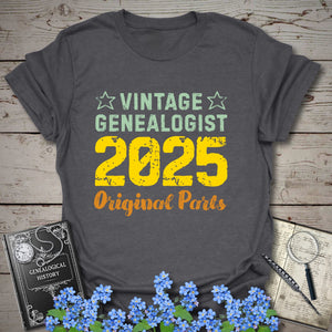 Vintage Genealogist T-Shirt in Dark Heather Grey by Genealogy Keepsakes