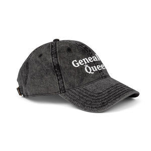 Vintage Genealogy Queen Embroidered Cap in Black by Genealogy Keepsakes