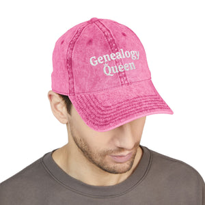 Vintage Genealogy Queen Embroidered Cap in Pink by Genealogy Keepsakes