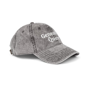 Vintage Genealogy Queen Embroidered Cap in Charcoal Grey by Genealogy Keepsakes