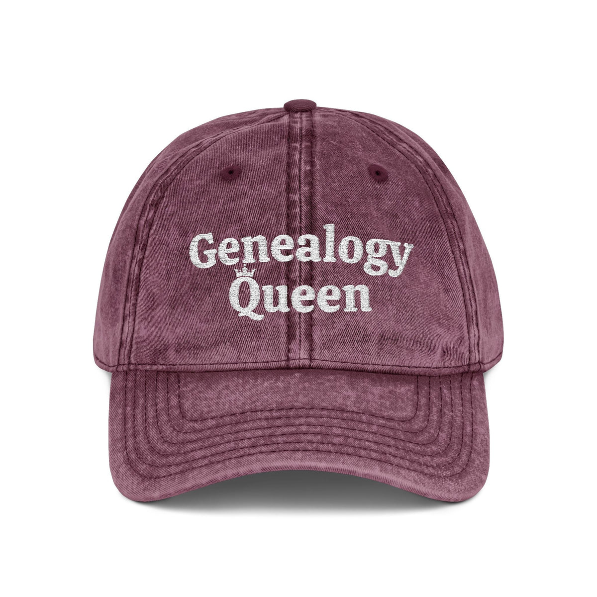Vintage Genealogy Queen Embroidered Cap - Genealogy Keepsakes Custom Genealogy Gift - Maroon One size
