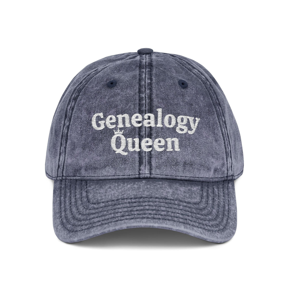 Vintage Genealogy Queen Embroidered Cap - Genealogy Keepsakes Custom Genealogy Gift - Navy One size