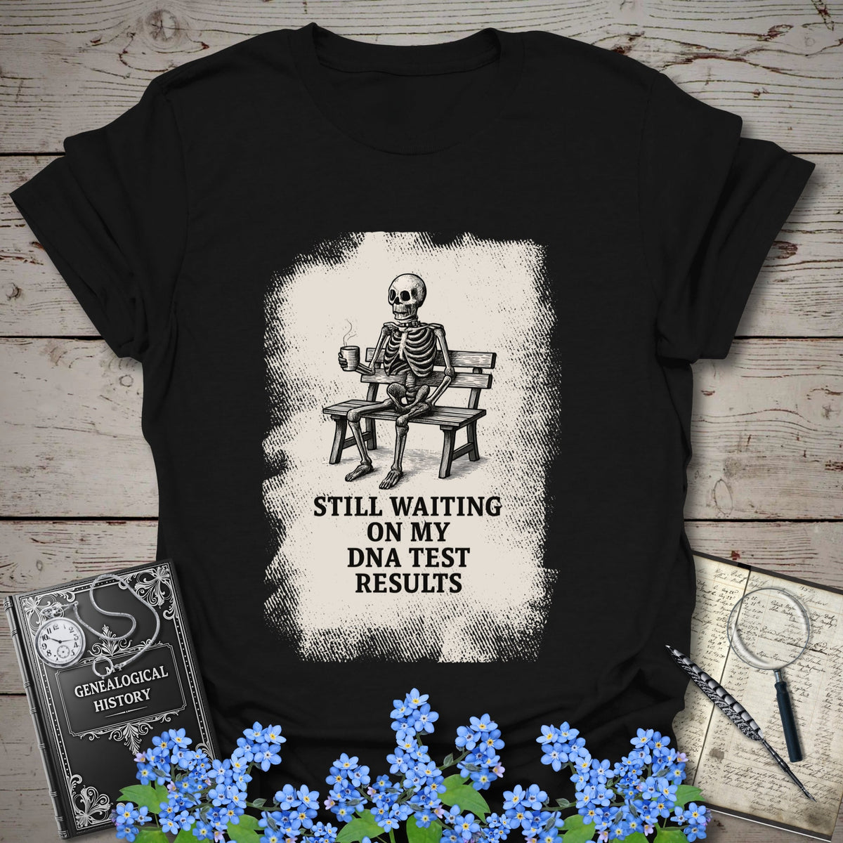 Waiting On My DNA Test Results T-Shirt - Genealogy Keepsakes Custom Genealogy Gift - Black S