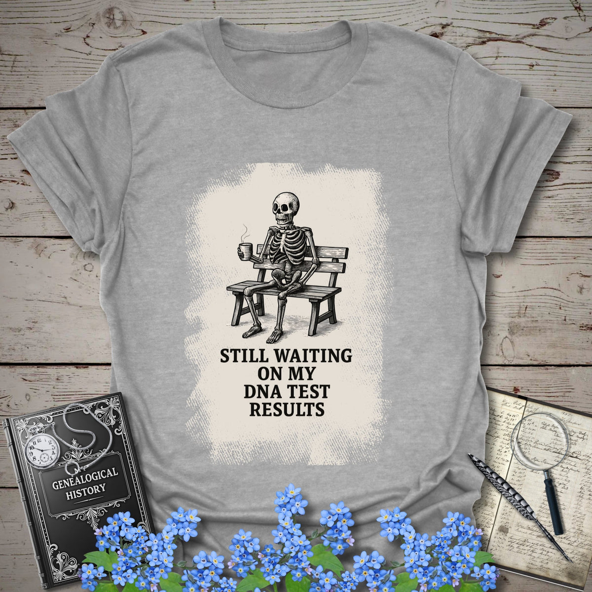 Waiting On My DNA Test Results T-Shirt - Genealogy Keepsakes Custom Genealogy Gift - Sport Grey S