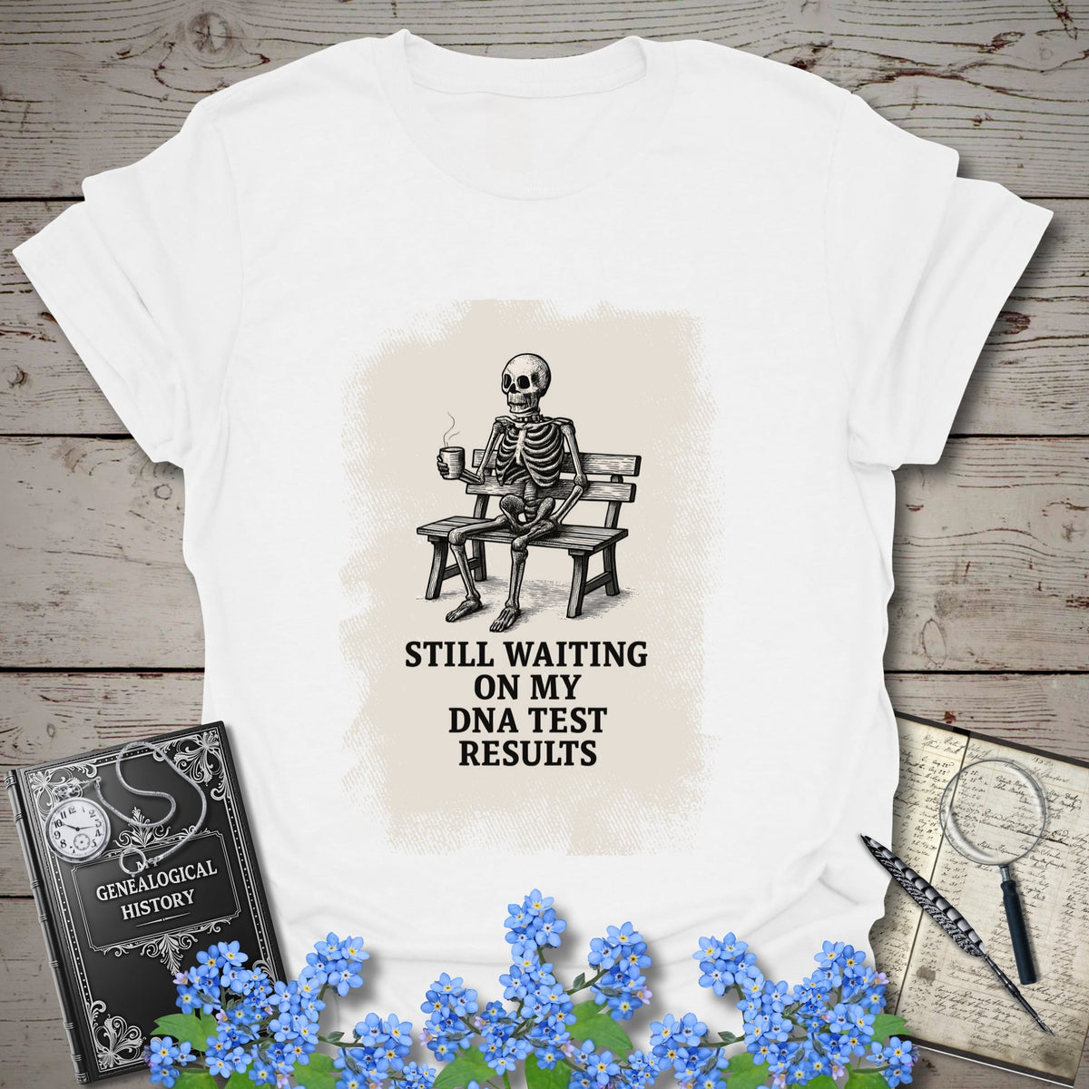 Waiting On My DNA Test Results T-Shirt - Genealogy Keepsakes Custom Genealogy Gift - White S