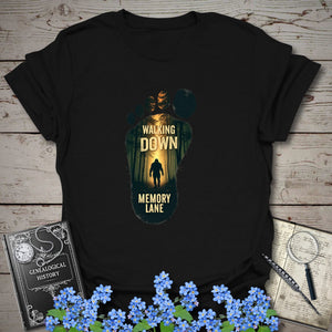 Walking Down Memory Lane T-Shirt in Black by Genealogy Keepsakes