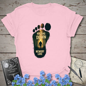 Walking Down Memory Lane T-Shirt in Light Pink by Genealogy Keepsakes