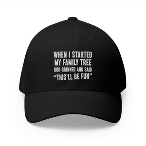 When I Started My Family Tree Embroidered Cap in Black by Genealogy Keepsakes