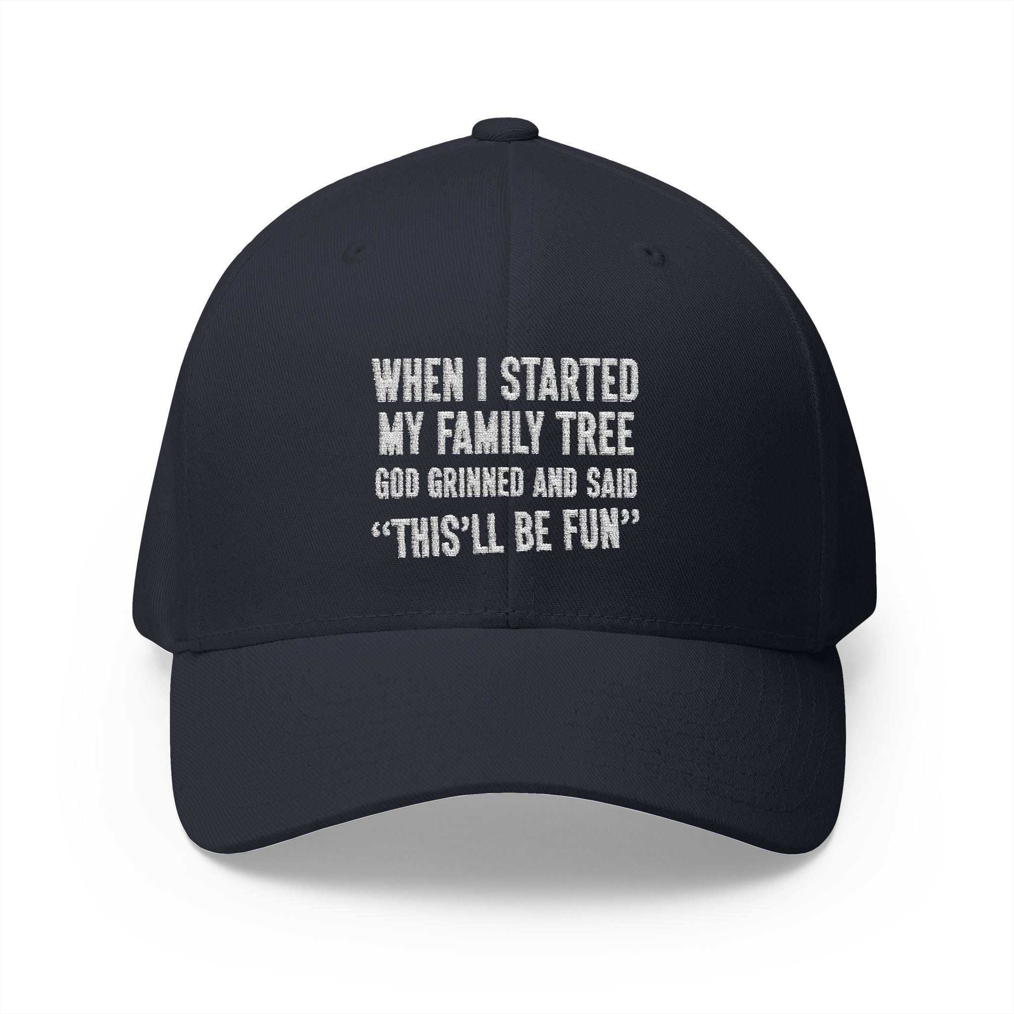 When I Started My Family Tree Embroidered Cap in Dark Navy by Genealogy Keepsakes