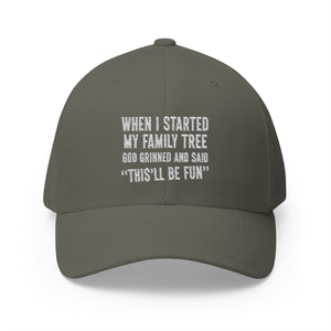 When I Started My Family Tree Embroidered Cap in Olive by Genealogy Keepsakes