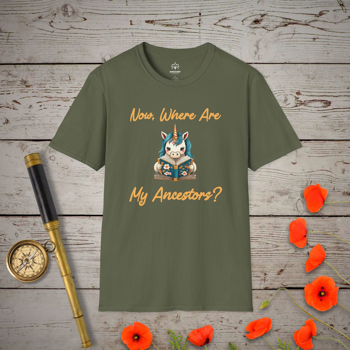Where Are My Ancestors? T-Shirt - Genealogy Keepsakes Custom Genealogy Gift - Military Green S