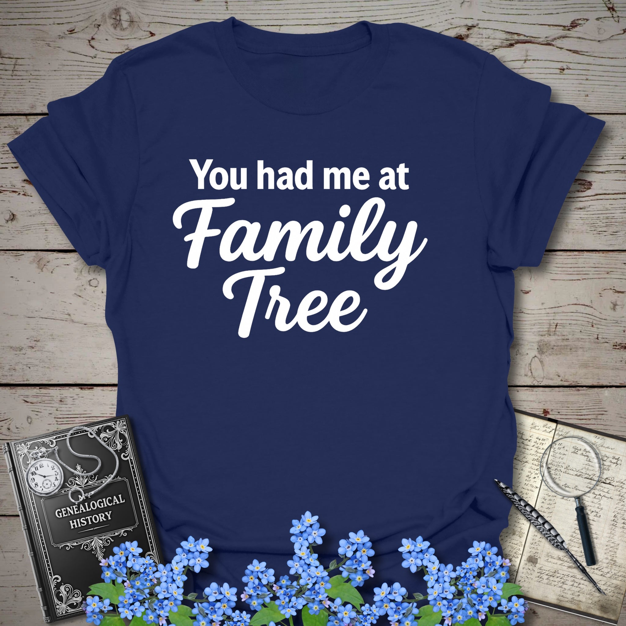 You Had Me At Family Tree T-Shirt in Navy by Genealogy Keepsakes